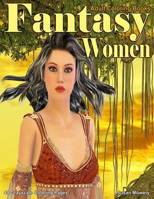 Fantasy Women Adult Coloring Book Digital Download