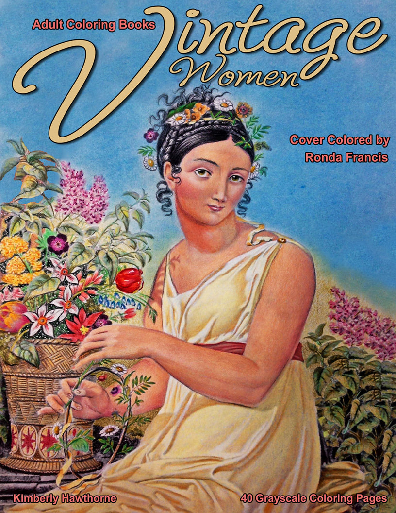 Vintage Women Adult Coloring Book Digital Download