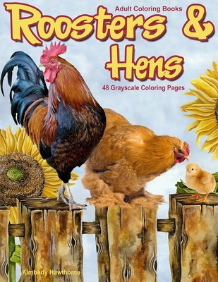 Roosters & Hens Adult Coloring Book Digital Download