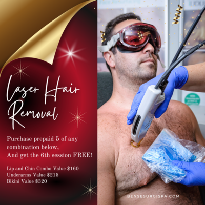 LIP+CHIN LASER HAIR REMOVAL BUY 5, GET 6TH FREE!