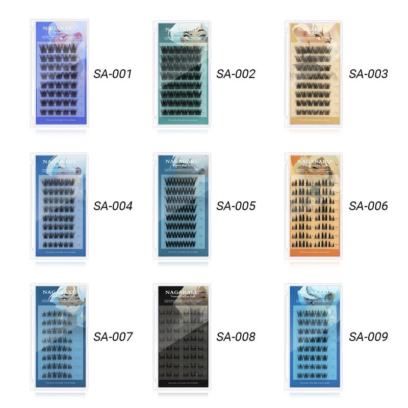 SET PESTAÑAS NAGARAKU AUTOADHESIVAS 9 MODELOS