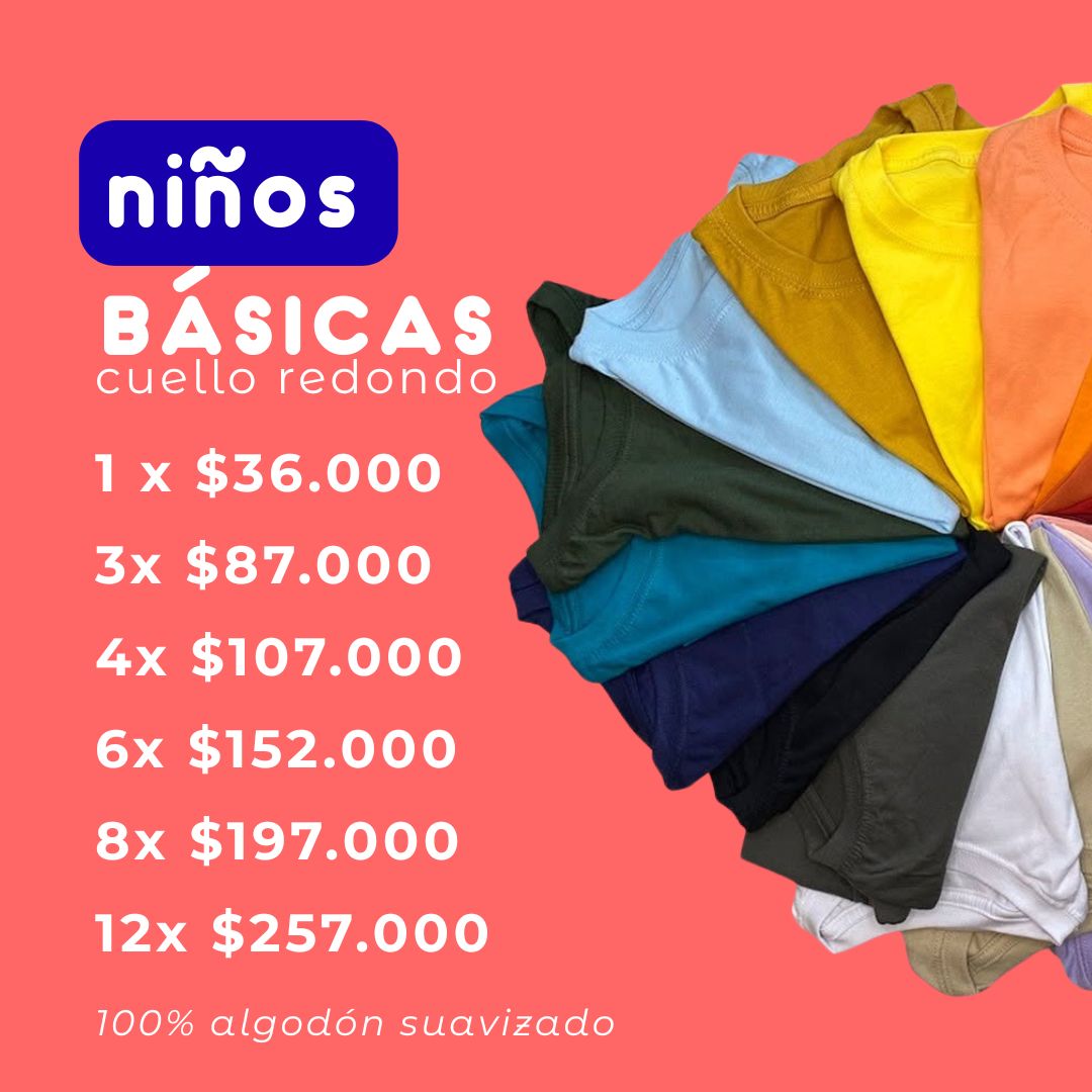 Camiseta básica cuello redondo NIÑOS