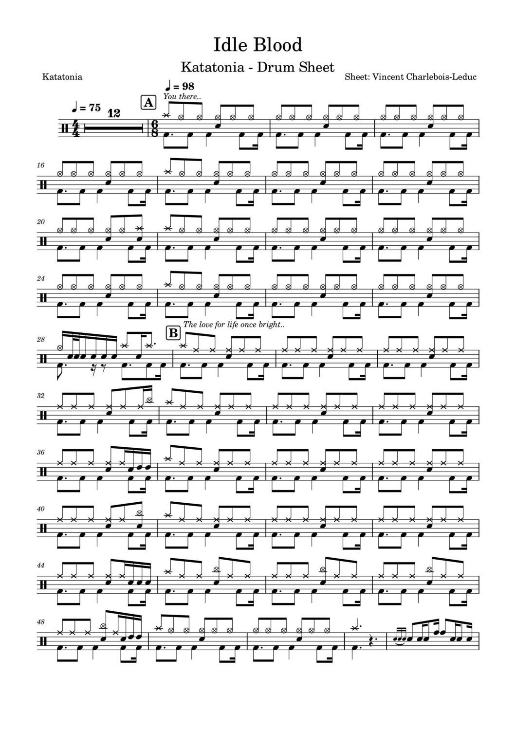 Idle Blood - Katatonia - Drum Sheet