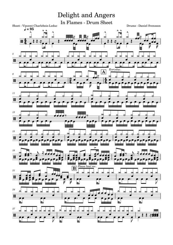 Delight and Angers/Take This Life - In Flames - Drum Sheet Pack