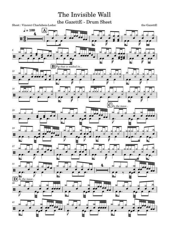 The Invisible Wall - The Gazette - Drum Sheet