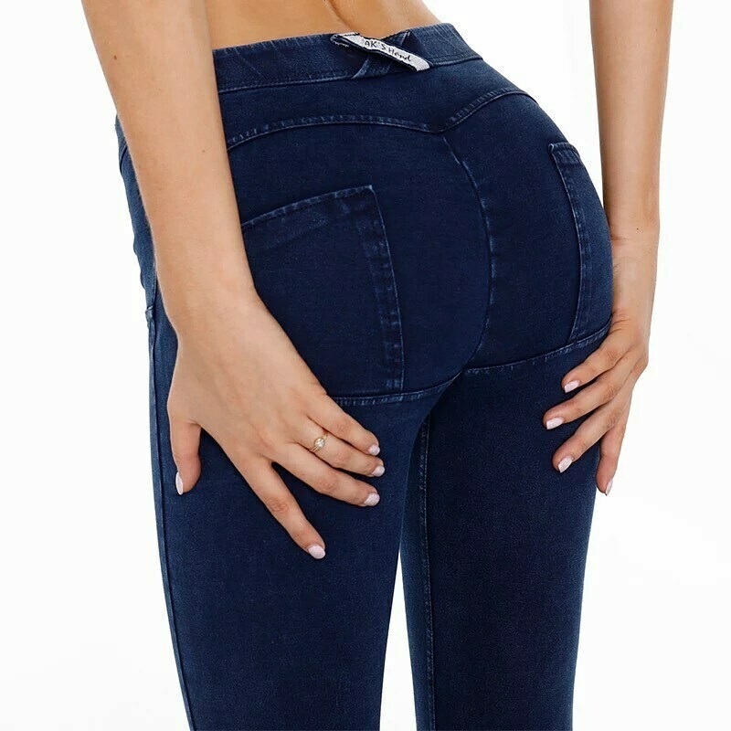 Dark blue Butt-lifting pants