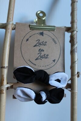 SALE Bow Mini - Washed Cotton Black & Dots
