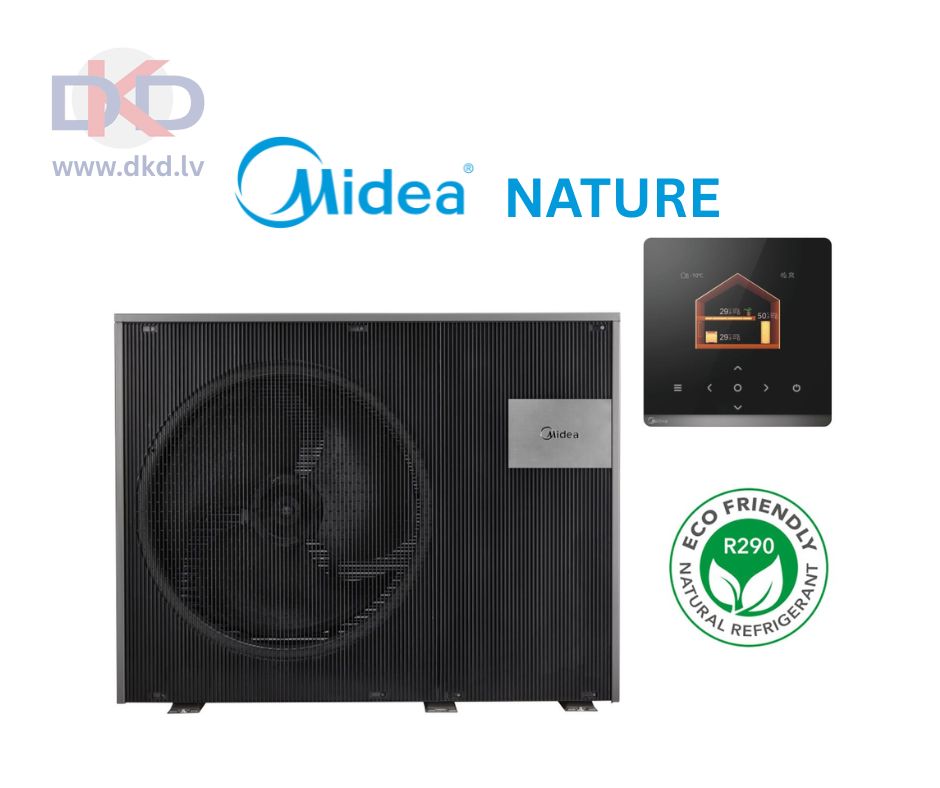 Midea Nature R290 gaiss / ūdens siltumsūknis 15.5kW MHC-V16WD2RN7-BER90, monobloks. Apkures sistēmas ūdens uzsildīšana līdz pat 80°C.