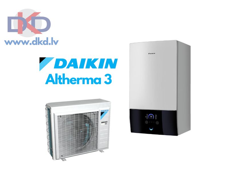 Daikin Altherma 7.5kW EHBX08E9W / ERGA08EVH ar papildus 9kW elektrisko tenu. Bez siltā ūdens tvertnes.