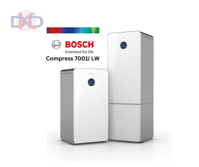 BOSCH zeme / ūdens Compress7800i LW 12MF 12kW. Ar integrētu 180l siltā ūdens tvertni (balts ar metāla priekšējo paneli )