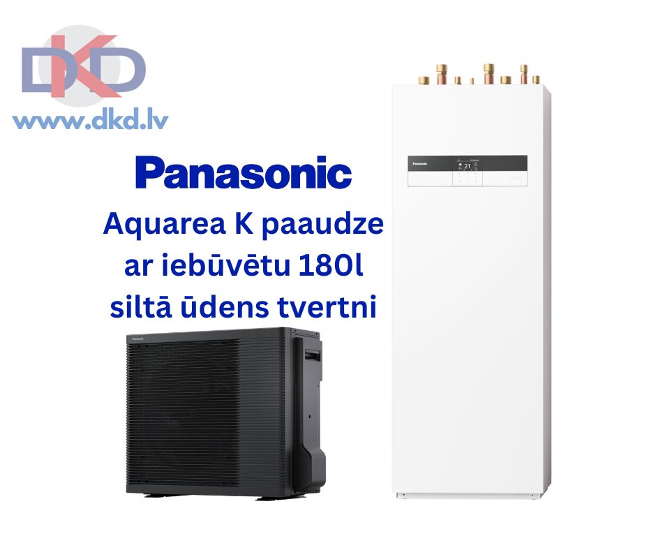 Panasonic Aquarea 5kW gaiss/ūdens siltumsūknis K paaudze WH-ADC0309K3E5AN / WH-UDZ05KE5 ar papildus 3kW elektrisko tenu. Ar integrētu 185l siltā ūdens tvertni