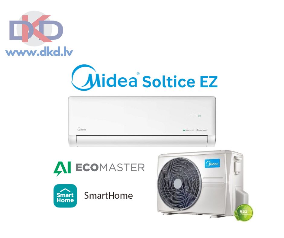 Midea Soltice EZ gaiss gaiss siltumsūknis, ar kondicioniera funkciju. Nominālā sildīšanas jauda 5.4kW (balts) Modelis: EZ-18RD6-I / EZ-18RD6H-O