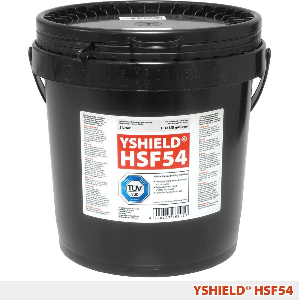 Peinture anti ondes haute et basse fréquences YShield HSF54. Protection ondes électromagnétiques 5G, Wifi et champ électrique BF. Boutique Diagnostic CEM, protections anti-ondes. Peinture anti ondes écologique YShield HSF54.