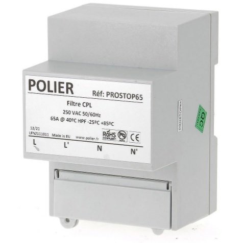 Le filtre CPL anti-Linky Polier Prostop65 bloque le signal électrique CPL du compteur Linky dès l'entrée de votre habitation. Protection ondes électromagnétiques. Diagnostic CEM, protections anti-ondes.