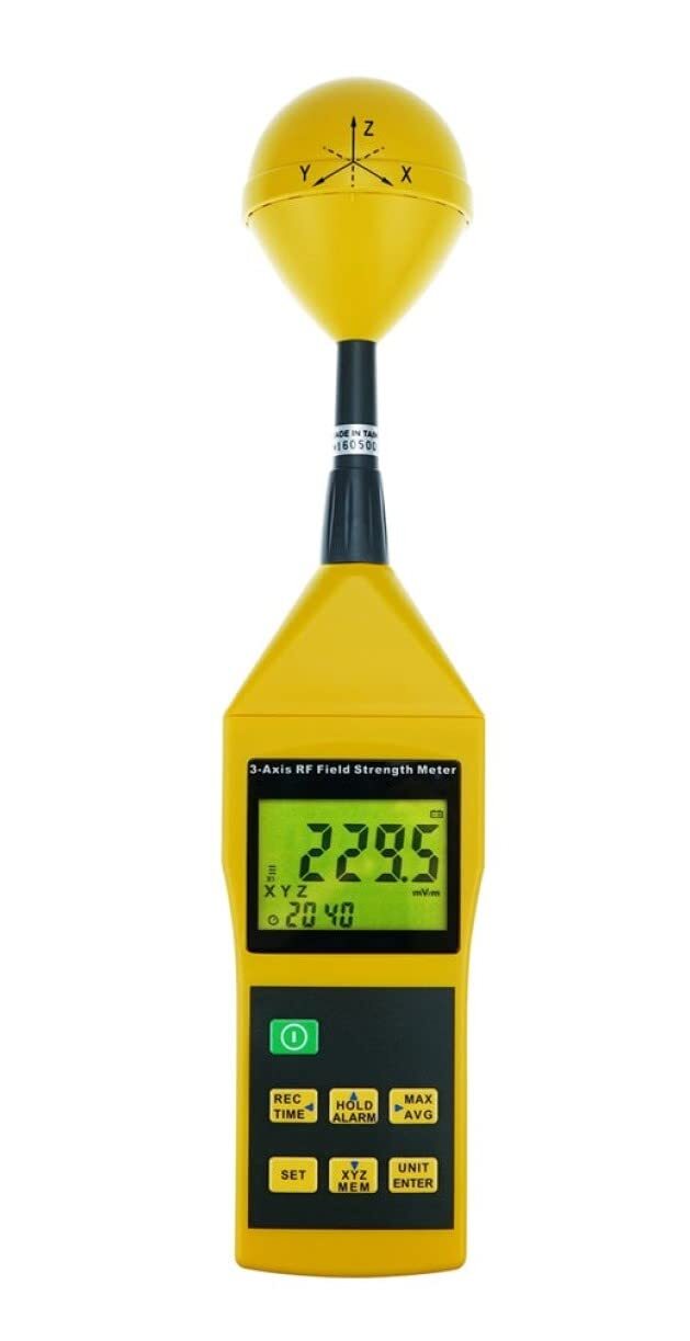 Appareil de mesure professionnel d'ondes électromagnétiques hautes fréquences Tenmars TM-196. Appareil de mesure d'ondes hautes fréquences (3G, 4G, 5G, Wifi,...) Tenmars TM-196. Boutique Diagnostic CEM, votre spécialiste des appareils de mesure des champs électromagnétiques.
