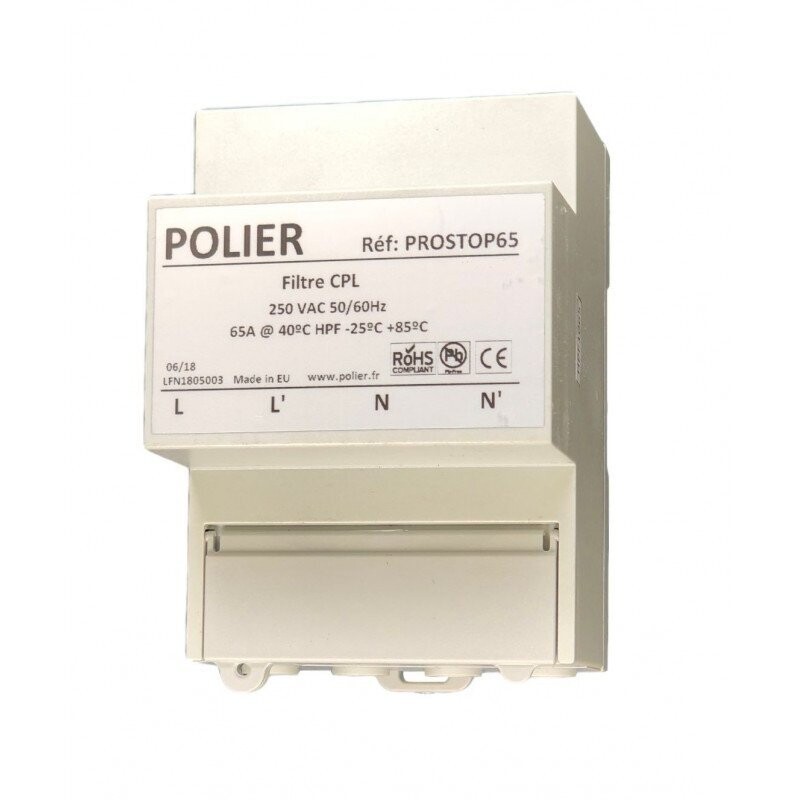 Filtre CPL Anti Linky Polier Prostop 65 Le filtre CPL anti-Linky Polier Prostop65 bloque le signal électrique CPL du compteur Linky dès l'entrée de votre habitation. Protection ondes électromagnétiques. Diagnostic CEM, protections anti-ondes.