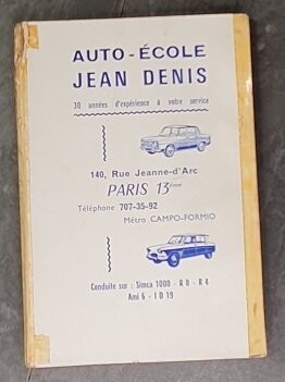 Livret Auto-Ecole Jean Denis - 1968