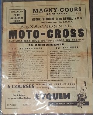 Affichette Moto- Cross Magny-Cours 12 mars 1961
