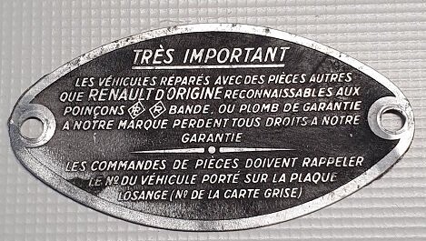 Plaque indicative 4CV