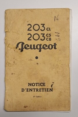Notice d'entretien 203 Peugeot CL-C5-C8 - 8ème édition