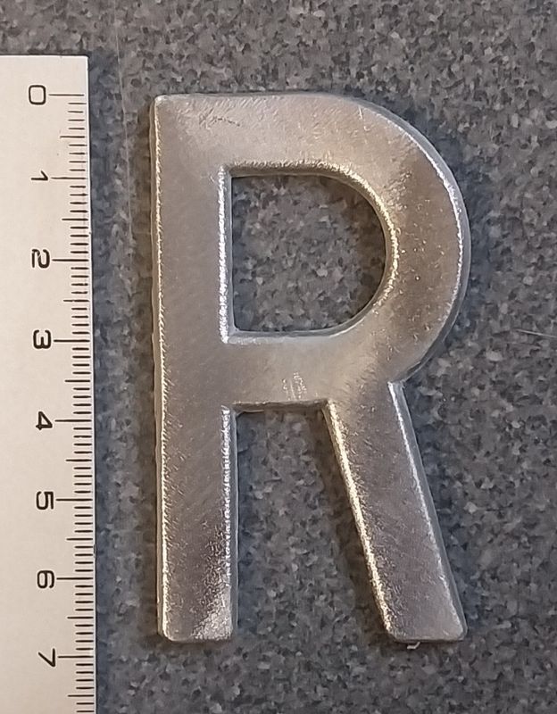 Lettre "R" aluminium pour plaque immatriculation