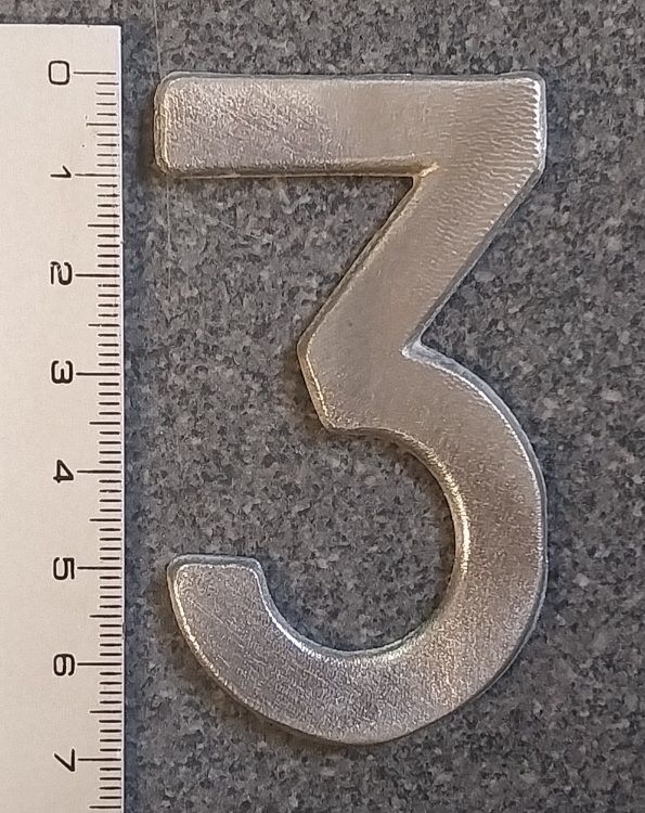 Chiffre "3" aluminium pour plaque immatriculation