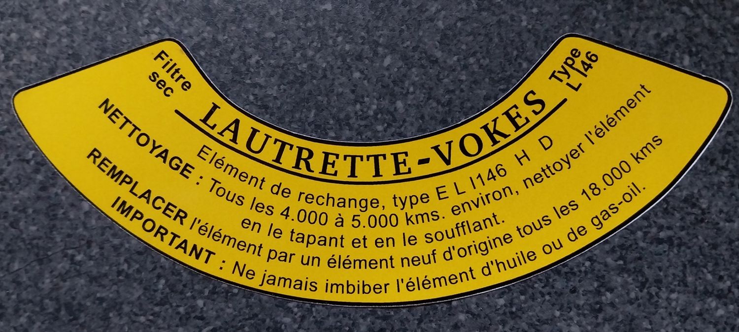 Etiquette filtre à air 203 Peugeot