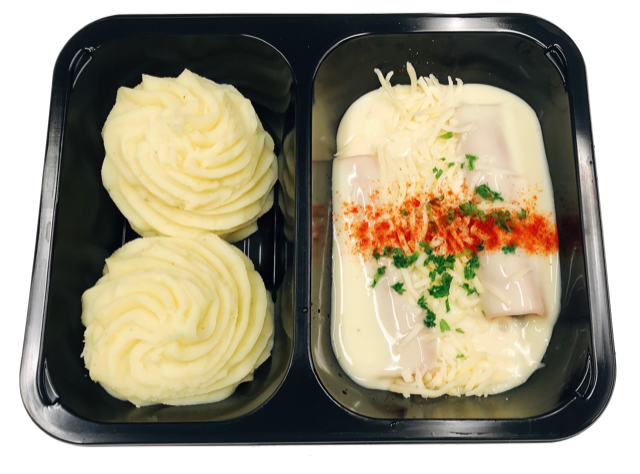 Witloofrolletje, ham en puree