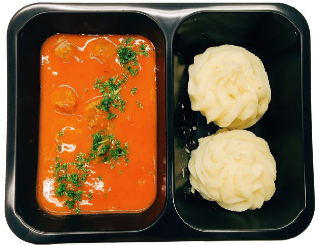 Balletjes in tomatensaus met puree