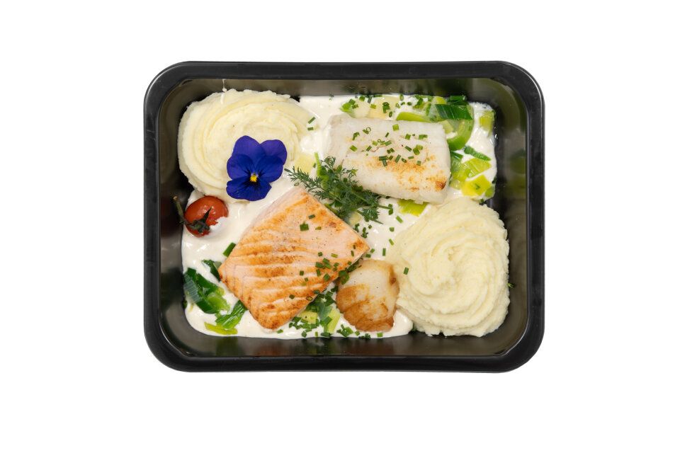 Vispannetje van de chef met coquilles