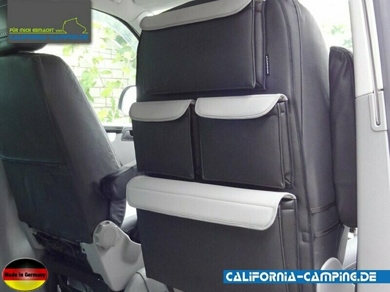 Das Känguru! Die VW T5, T6 oder T6.1 Sitzlehnentasche Sitzlehnentasche für den VW T5-T6.1 California, Farbe Schwarz/Grau, Detailansicht