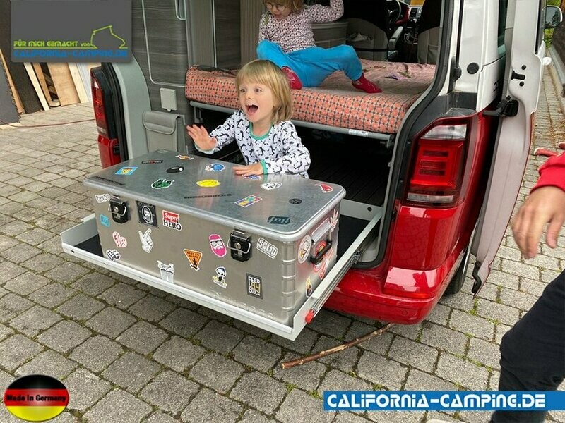 THE REAR DRAWER FOR VW T5, T6 & T6.1 CALIFORNIA COMFORTLINE, OCEAN AND COAST Heckauszug für den T5-T6.1 Comfortline, Ocean und Beach mit Zweierbank ohne und und Staukasten (T6.1)