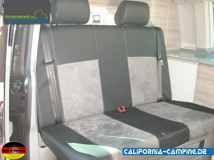 Zusatzsitz-Bezug für VW T5-T6.1 alle Modelle, Farbe: Schwarz (Kunstleder) / Grau (Alcantara)