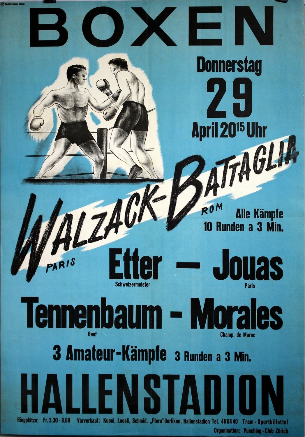 Boxen im Hallenstadion Zürich - Walzack-Battaglia 1951