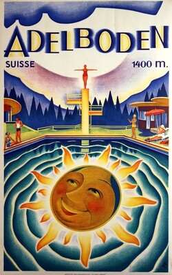 Adelboden - Schwimmbad Original Plakat