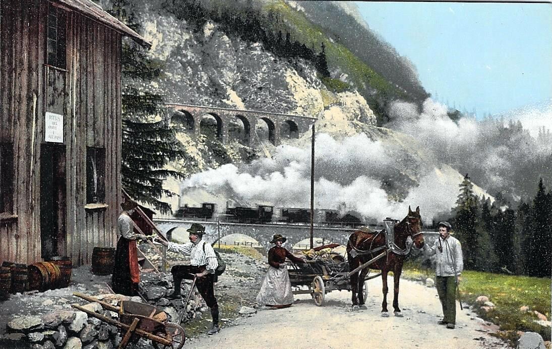 Scene an dere Albulabahn um 1920