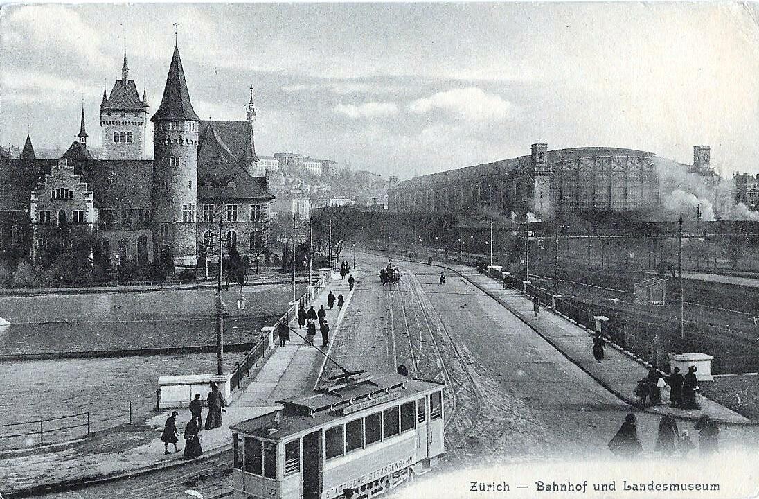Zürich - Bahnhof und Landesmuseum um 1911