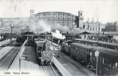 Adieu Zürich - Hauptbahnhof um 1912