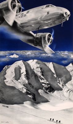 FLIEGT IN DIE SCHWEIZ - VOYAGEZ EN SUISSE - Swissair - Original-Plakat von Herbert Matter 1935