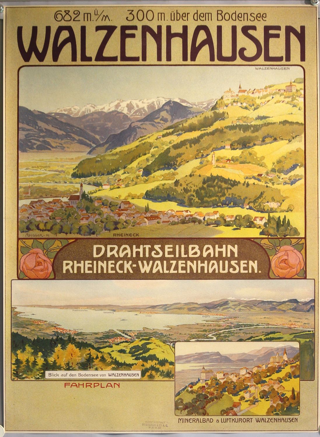 Gugger A., Drahtseilbahn Rheineck-Walzenhausen, Mineralbad &amp; Luftkurort Walzenhausen über dem Bodensee