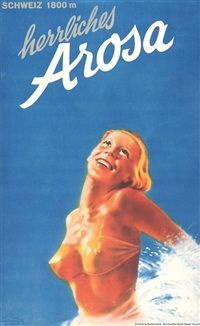 Rutz Victor, herrliches Arosa Schweiz Original Plakat