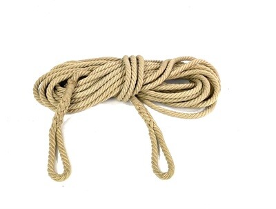 Hanfseil 15m, 10mm mit 2 Spleiss/Ösen