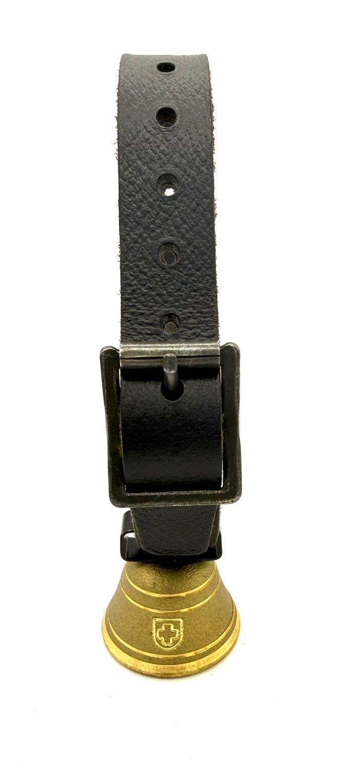 Glöcklein Zwerggeiss 4cm mit Riemen Schwarz