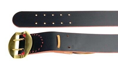 Glockenriemen Leder/ Treichelriemen aus Leder handgenäht Messingschnalle 6 cm