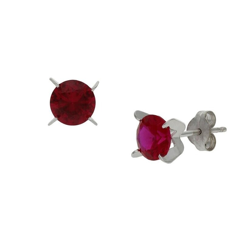 Pendientes oro garras piedra roja