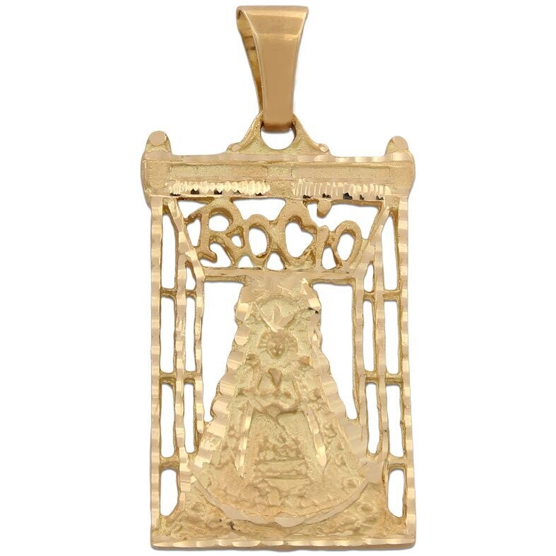 Medalla rectangular oro 18Kt Virgen Rocío