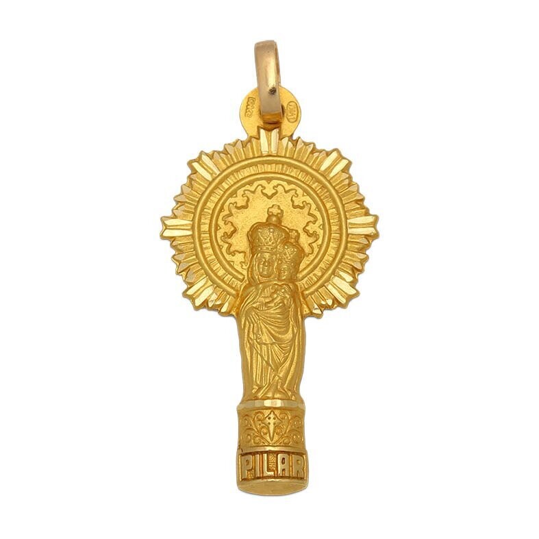 Medalla Virgen Pilar oro 18Kt silueta