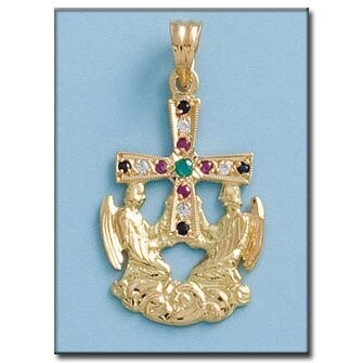 Cruz Oro de 18 Kt. asturiana con  Cristo y ángeles