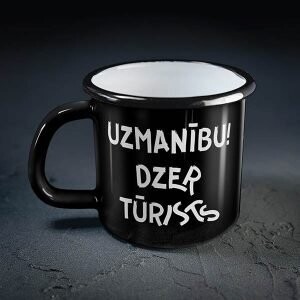 Metāla krūze "Uzmanību! Dzer tūrists"
