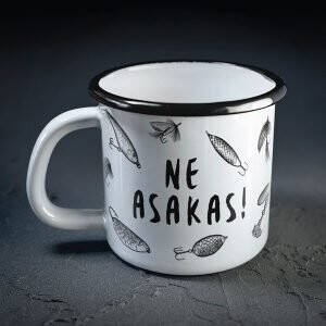 Metāla krūze, makšķernieku "Ne asakas!"